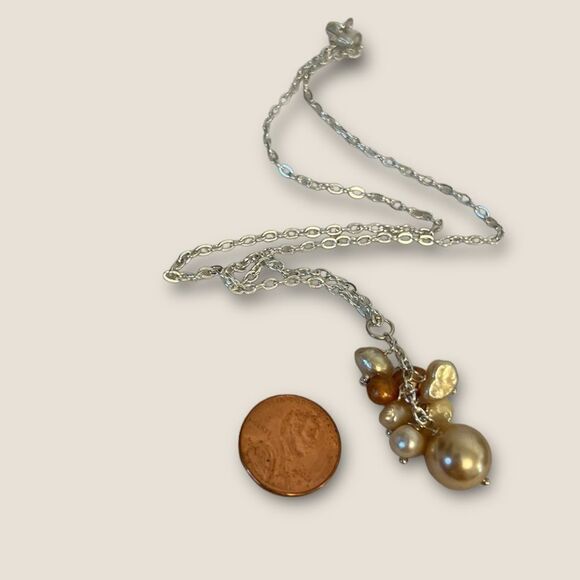 Rice pearls pendant/necklace silver plated - Picture 4 of 4